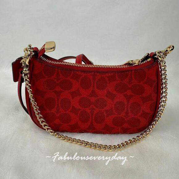 Coach Teri Mini Crossbody/Shoulder Bag In Signature Canvas In Bold Red CW323 NWT - Picture 4 of 8